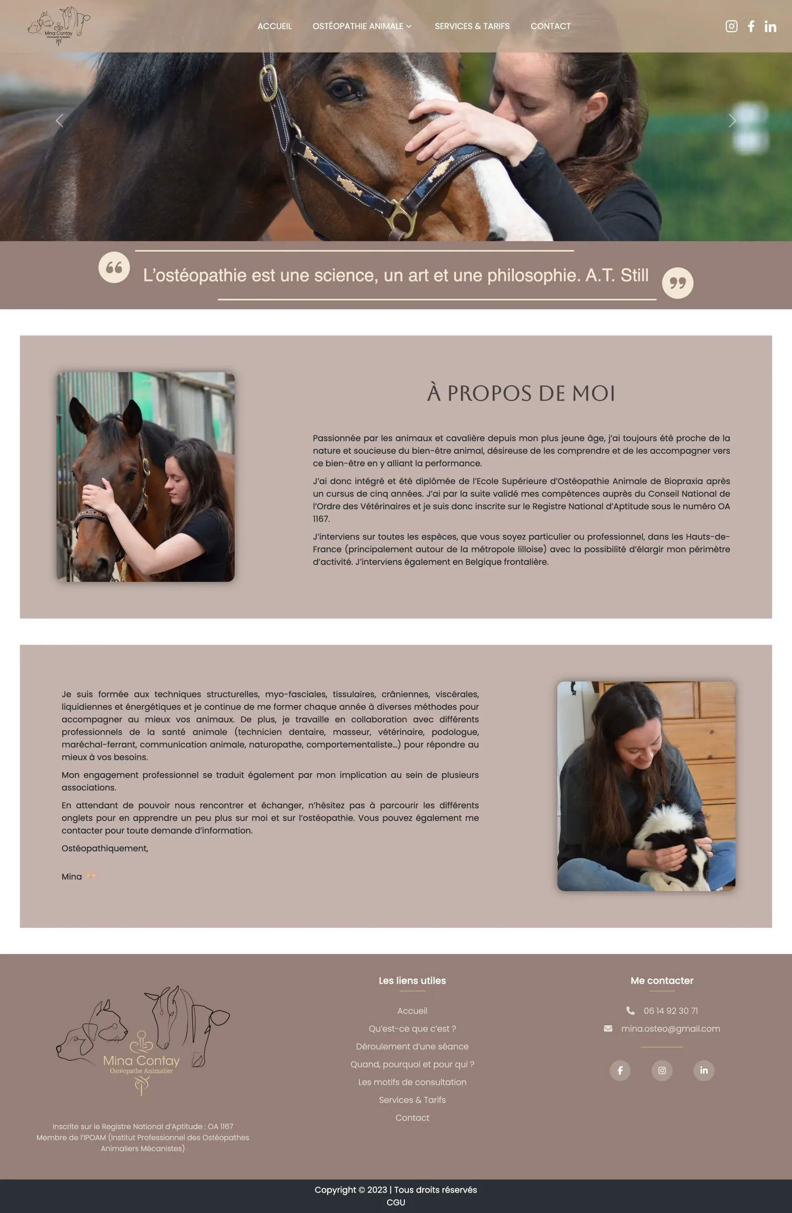 Site vitrine Ostéopathe Animalier Minacontay — première réalisation Symfony